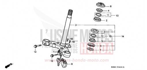 TIGE DE DIRECTION CB250X de 1999